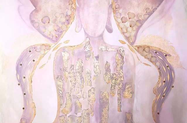 Golden Whispers of The Soul, mixed media, 48″ x 60″