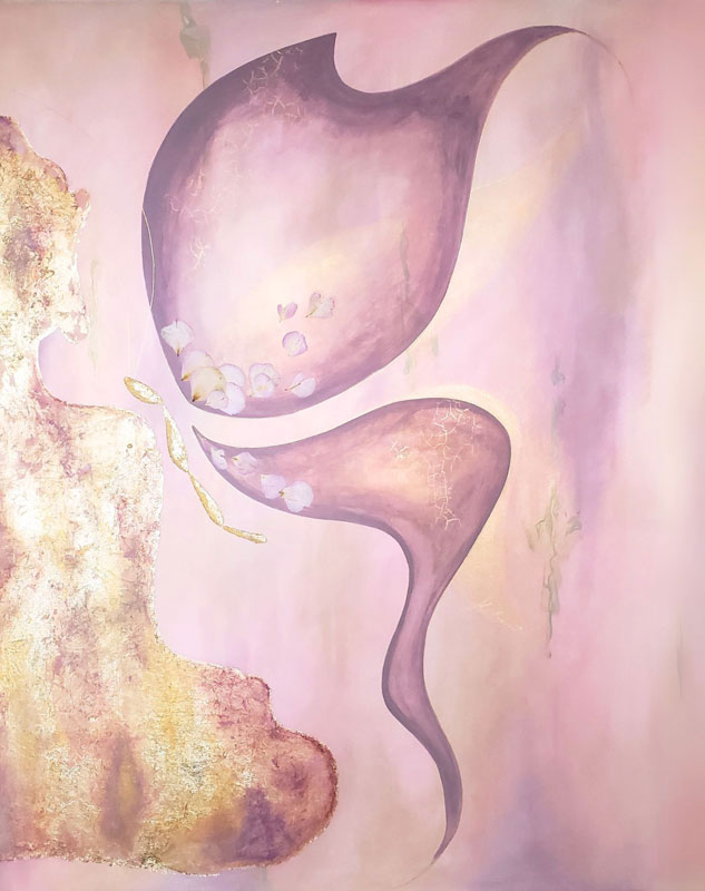 Golden Whisper of Becoming, Mixed Media. 36"x48"