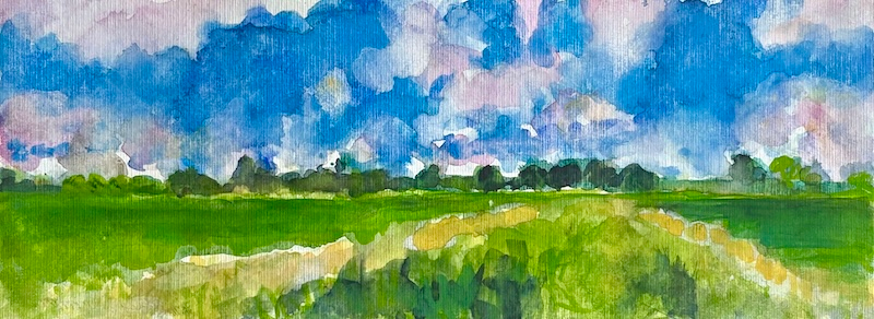 Ohio Cornfield, watercolor, 7" x 19"