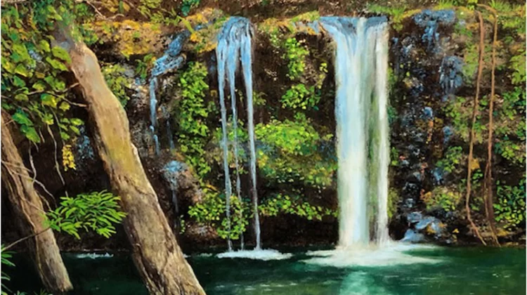 Waterfall, oil on panel, 12" x 12"