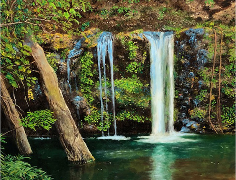 Waterfall, oil on panel, 12" x 12"