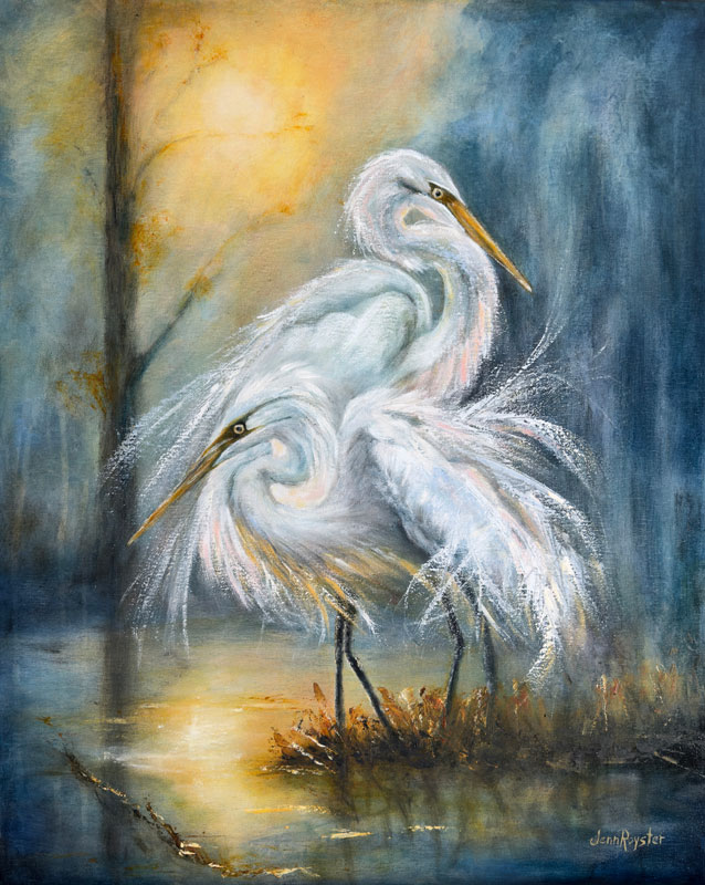 Whispers Along the Water's Edge, Oil and cold wax, 30" x 24" x 1.5"