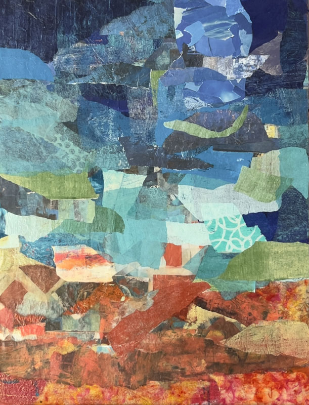 Sediment and Sky Part I, Mixed media collage, on cradled wood panel, 18" x 24"