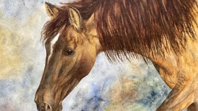 akari, Watercolor-sealed and mounted on birch panel, 11" x 14" x1.5"