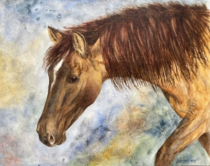 akari, Watercolor-sealed and mounted on birch panel, 11" x 14" x1.5"