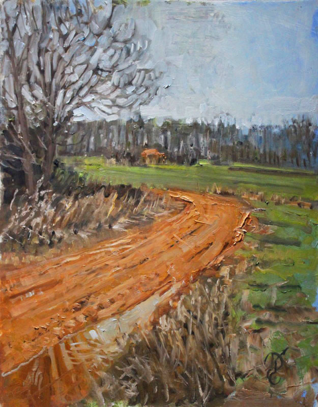 Mt. Croghan Plein Air Study on a Rainy Day, oil, 11"x14"