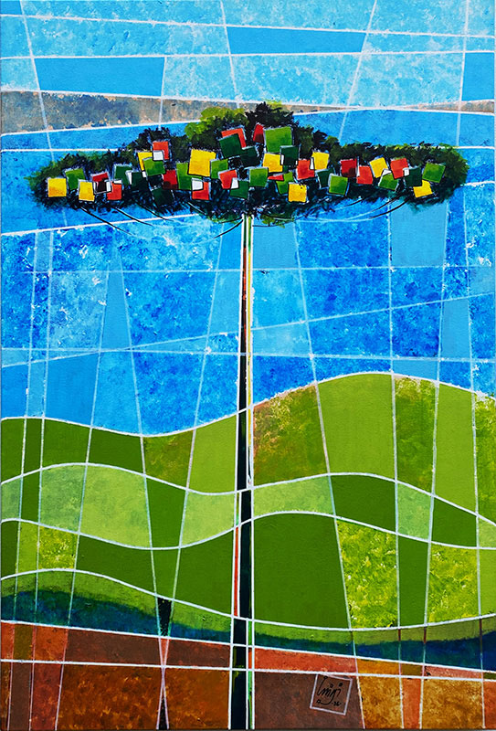 Araucaria tree 01, 2026, acrylic on canvas, 34" x 24"
