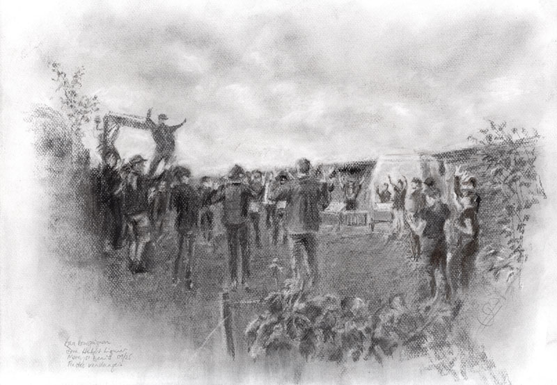 Ecopaturage 2, charcoal on recycled paper, 8.27x11.69inches
