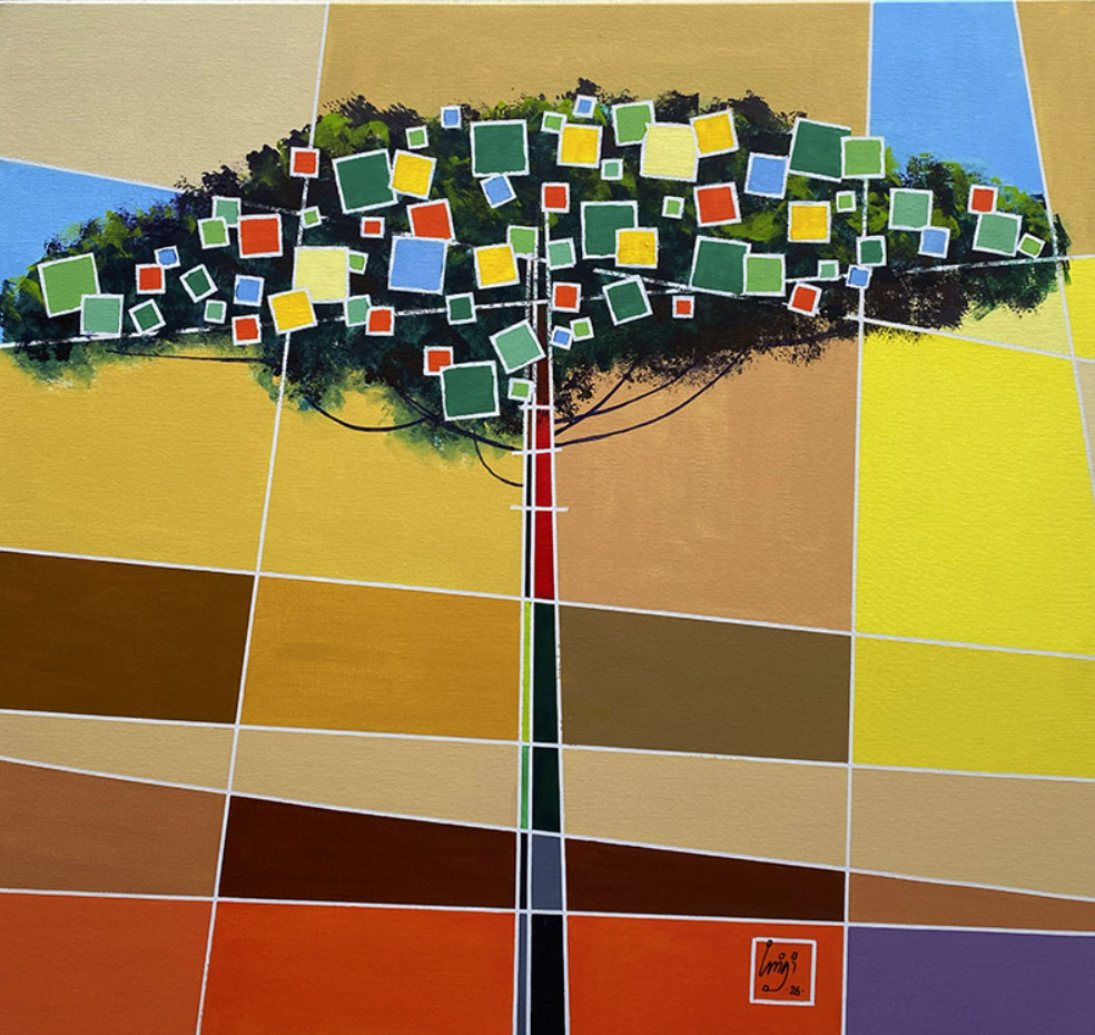 Araucaria tree 02 | 2026, acrylic on canvas, 31" x 31"